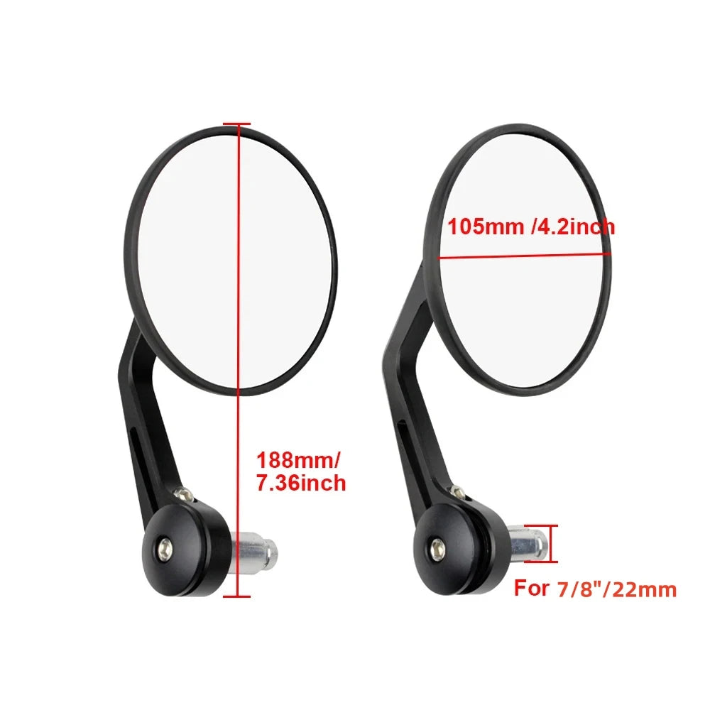 7/8"Motorcycle Handle Bar End Mirrors Black Side Mirror For Yamaha MT/FZ/TMA Kawasaki Z650-up Honda CB-R Rearview Mirror