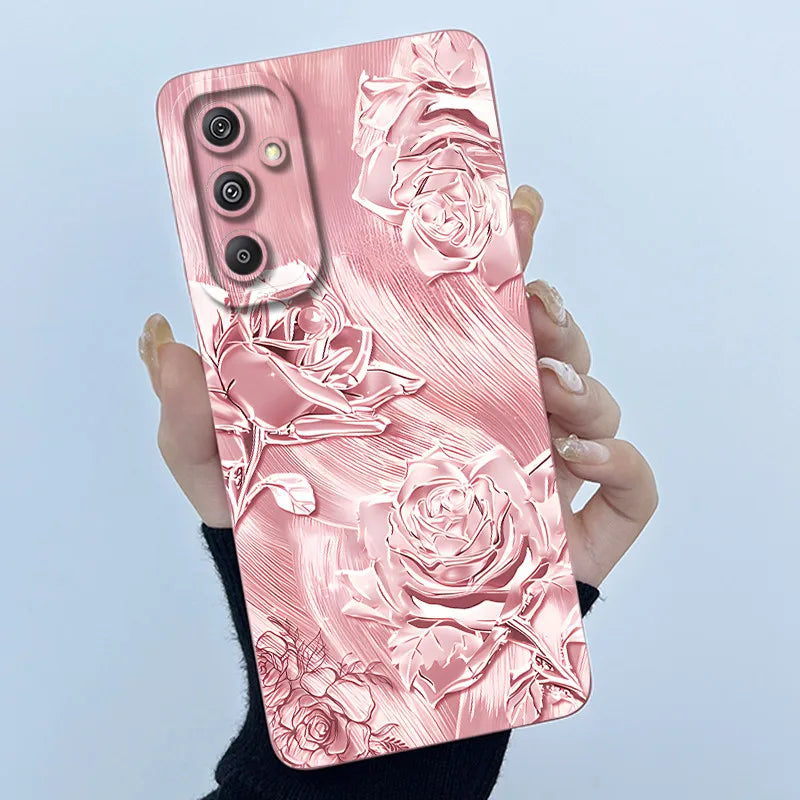 For Samsung Galaxy M34 M35 5G F34 5G Simplicity Flowers Liquid Shockproof Silicone Soft Phone Cover For SamsungM34 5G Case
