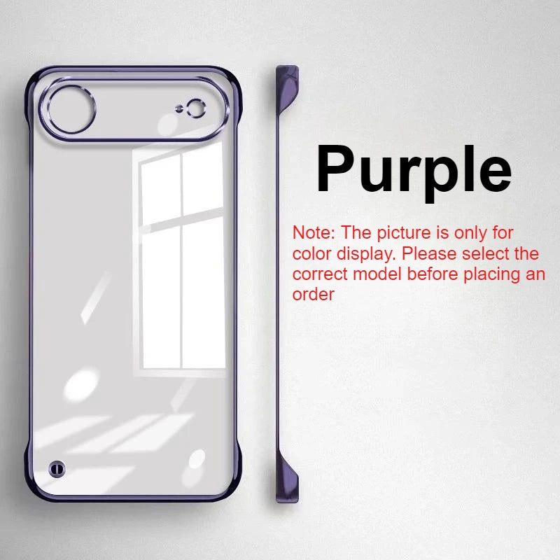 Ultra Thin Frameless Case for Iphone 17promax Air Slim Hard Shockproof Bumper Transparent Cover For iPhone17 17pro air