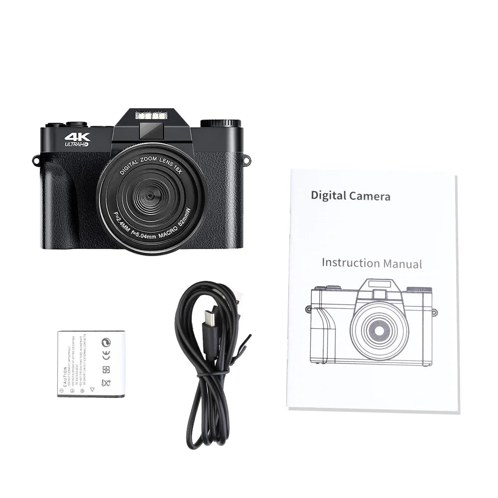 Vintage Digital Camera 16X Digital Zoom 4K WIFI Retro Vlog Recorder YouTube 3.0 "Flip Screen Compact Digital  Photography Camera