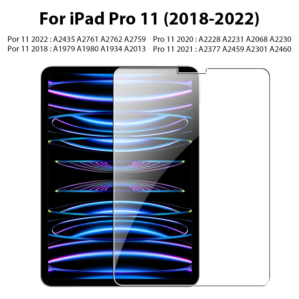 Tempered Glass Screen Protector For IPad Pro 12.9 12 9 11 13 inch 2024 Air 4 5 10th 7th 8th 9th Generation 10.2 Mini 6 9.7 Film