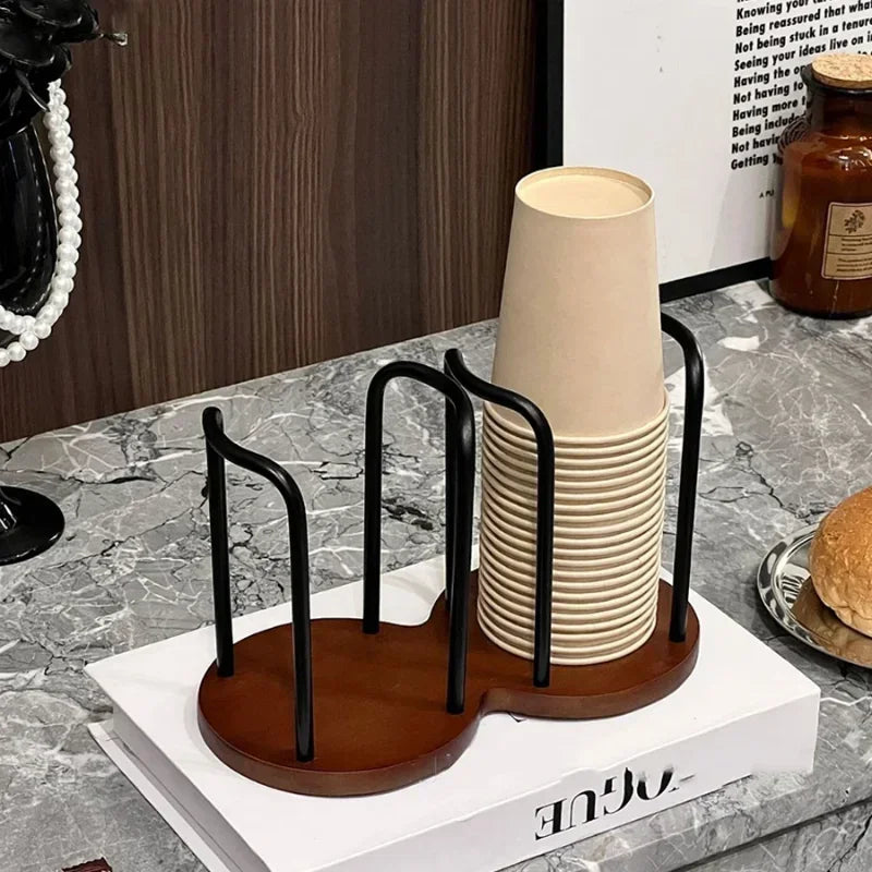 Disposable Cup Storage Holder Water Tea Cups Dispenser Rack Shelf with Longer Stick Mug Display Stand Home Organizer