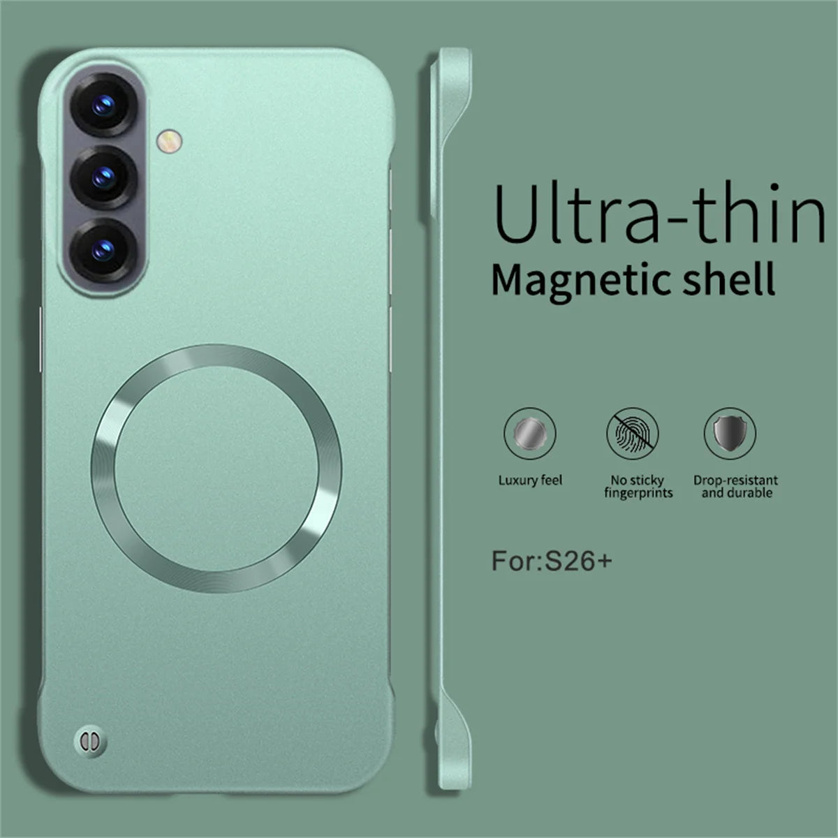 Ultra Thin PC Frameless Magnetic Phone Case for Samung S26 Ultra S25 Edge S24 FE S22 S23 Plus A56 A55 for Magsafe Matte Cover
