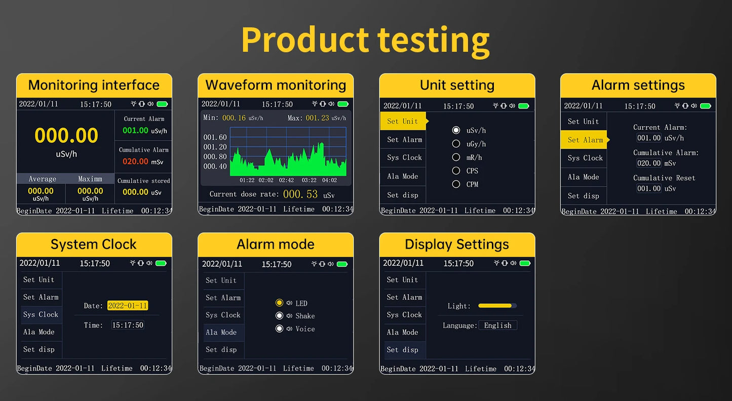 FNIRSI GC-01 Geiger Counter Nuclear Radiation Detector Personal Dosimeter X-ray γ-ray β-ray Radioactivity Tester Marble Detector