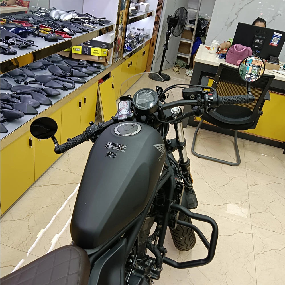 7/8" 22mm CNC Motorcycle Rearview Mirrors Universal Clear Glass Scooter Bar End Handlebar Mirror Rear View Mirror Accessories