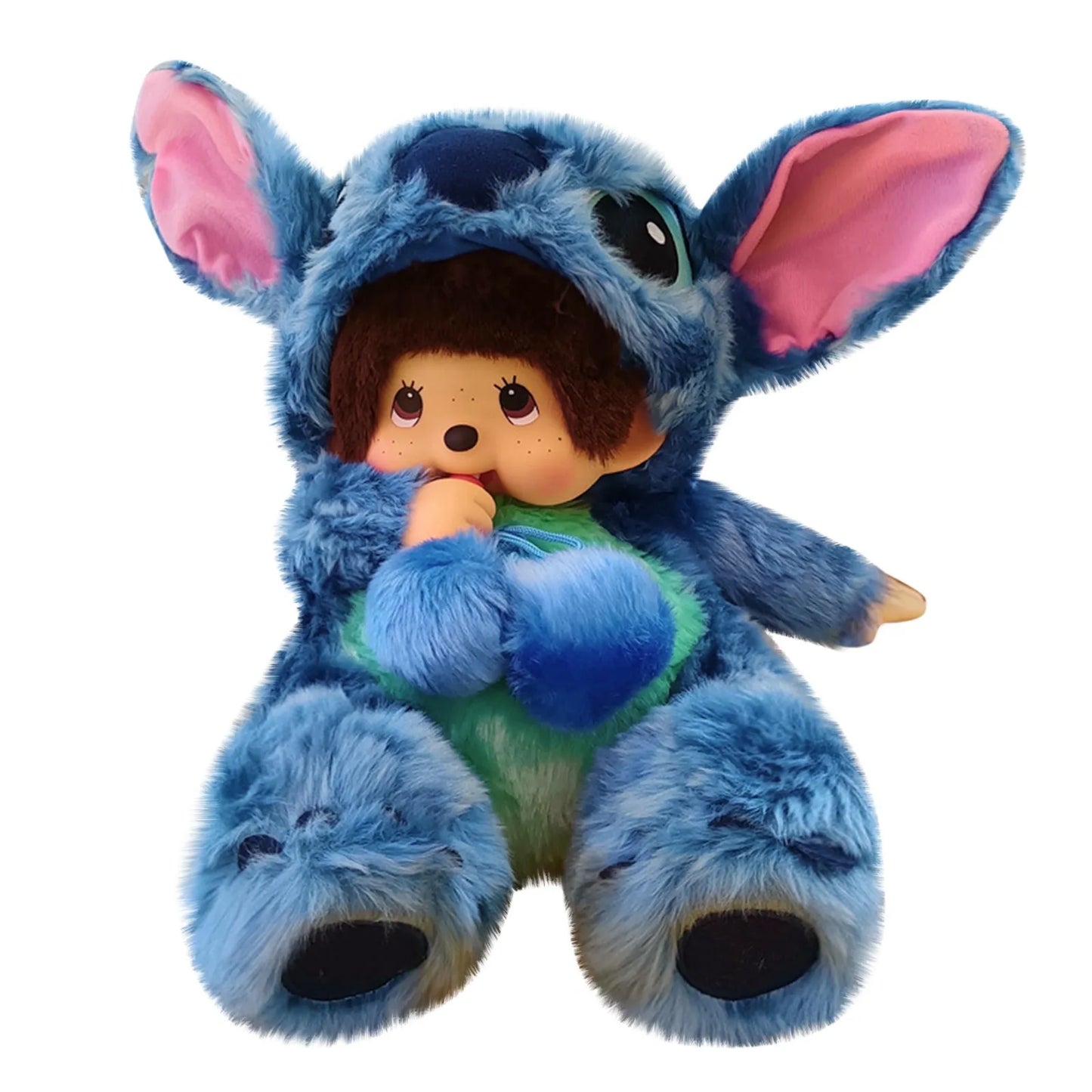 Genuine Cute Anime Mengqiqi Plush Doll Toy Gift Cartoon Cross-Dressing Blue And Pink Stitch Children'S Comfort Birthday Gifts
