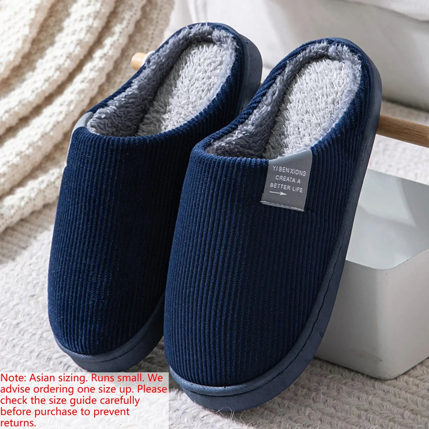 Women's Men's Plush Anti-Slip Thermal Indoor Outdoor House Slippers Winter Warm Soft Sole Home Comfort Casual Shoes
