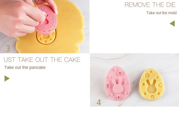 8/9Pcs DIY Easter Sauce Sandwich Biscuit Mold Cartoon Bunny Egg Cookie Cutters 3D Baking Cookie Mold Stamp Cake Decorating Tools