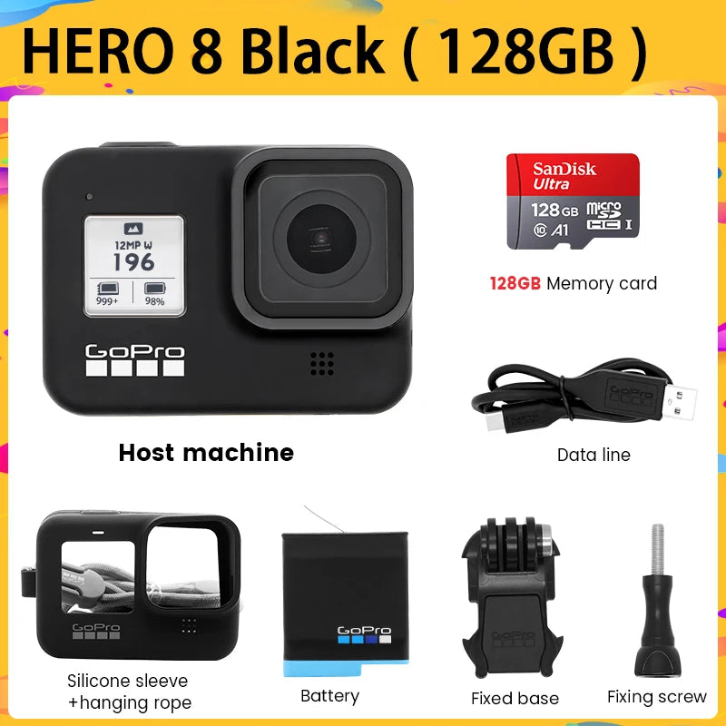 GoPro hero 8 Black stable 4K video 12MP photo portable 1080p live broadcast Motorcycle and Skiing Sports go pro Camera