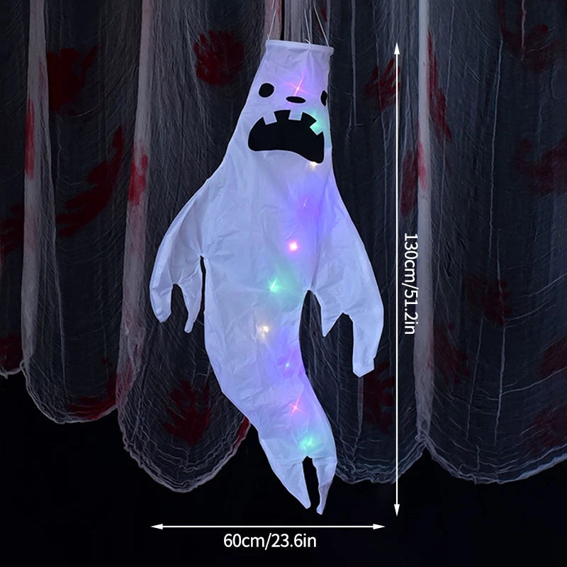 Halloween Ghost Hanging Decorations Glowing Ghost Windsock  Hanging Pendant for Outdoor Horry Hallow Day of The Dead Decoration