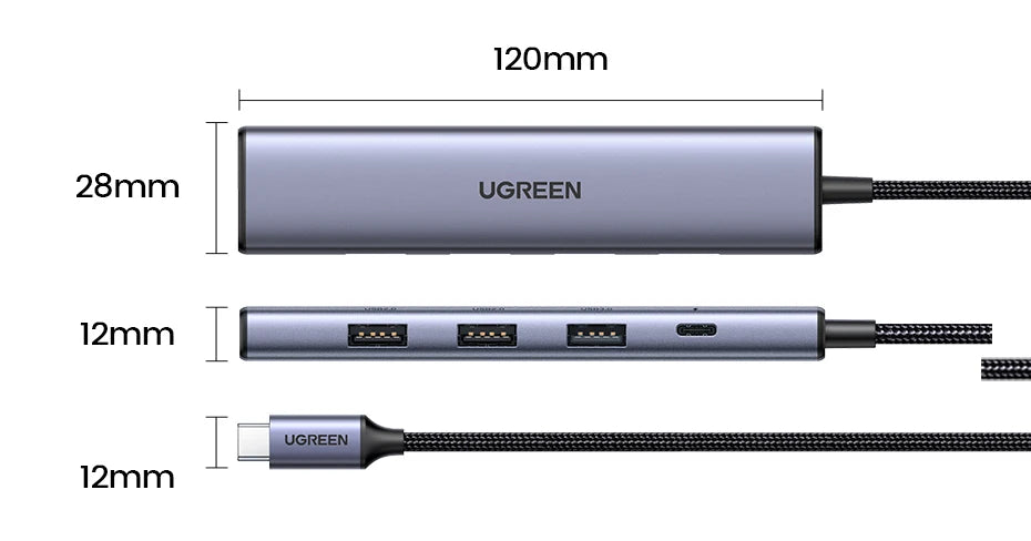 UGREEN USB C HUB Type-C to HDMI Adapter 4K30Hz PD100W Dock USB-C 3.1 Splitter for MacBook Pro Air iPad Laptop USB3.0 HUB Adapter