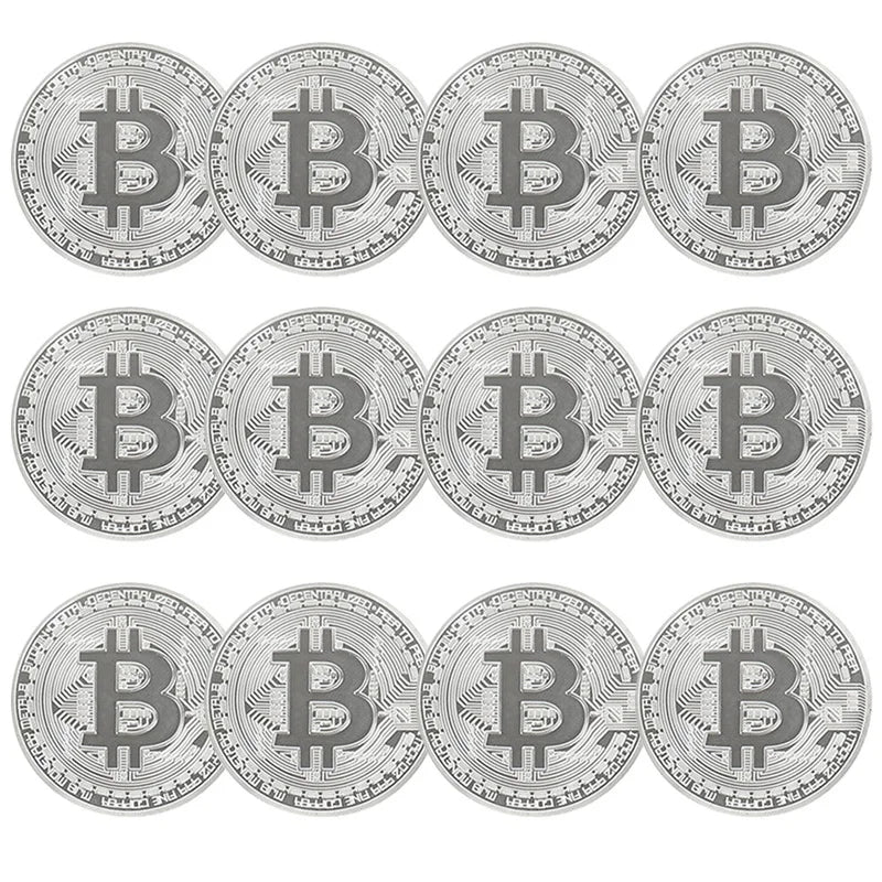 12PCS Bitcoin Coin Gold And Silver Metal 40MM Treasure Hunt Game For Adults Kids Play Money Commemorative Gifts Art Collections