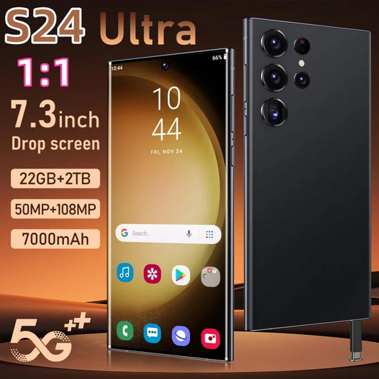 S24 Ultra Mobile Phones 7.3 HD Screen SmartPhone Original 22GB+2TB 4G 5G Dual Sim Celulares Android Unlocked 8000mAh Cell Phone