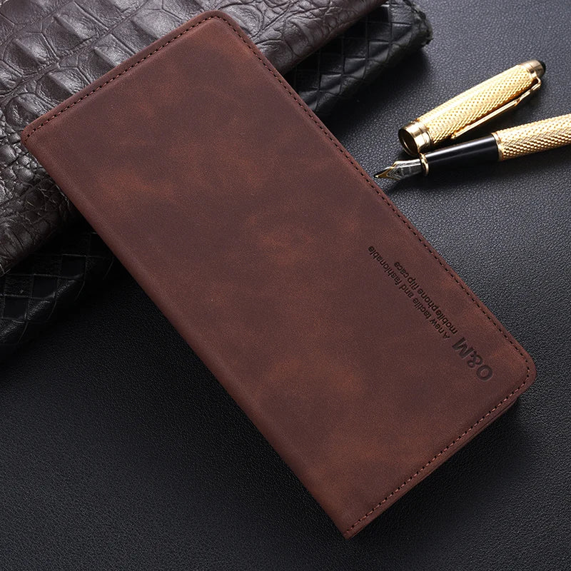 Leather Case For Honor 70 90 200 300 500 400 Global X9C Magic 7 8 Pro Stand Flip Wallet Cover Card Slot and Magnetic buckle