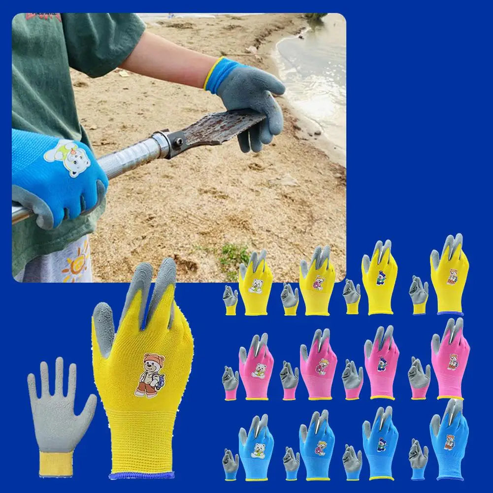 Gardening Gloves Kids Durable Waterproof Garden Work Gloves Non-Slip Children Safety Yard Work Gloves Portable Garden Supplies