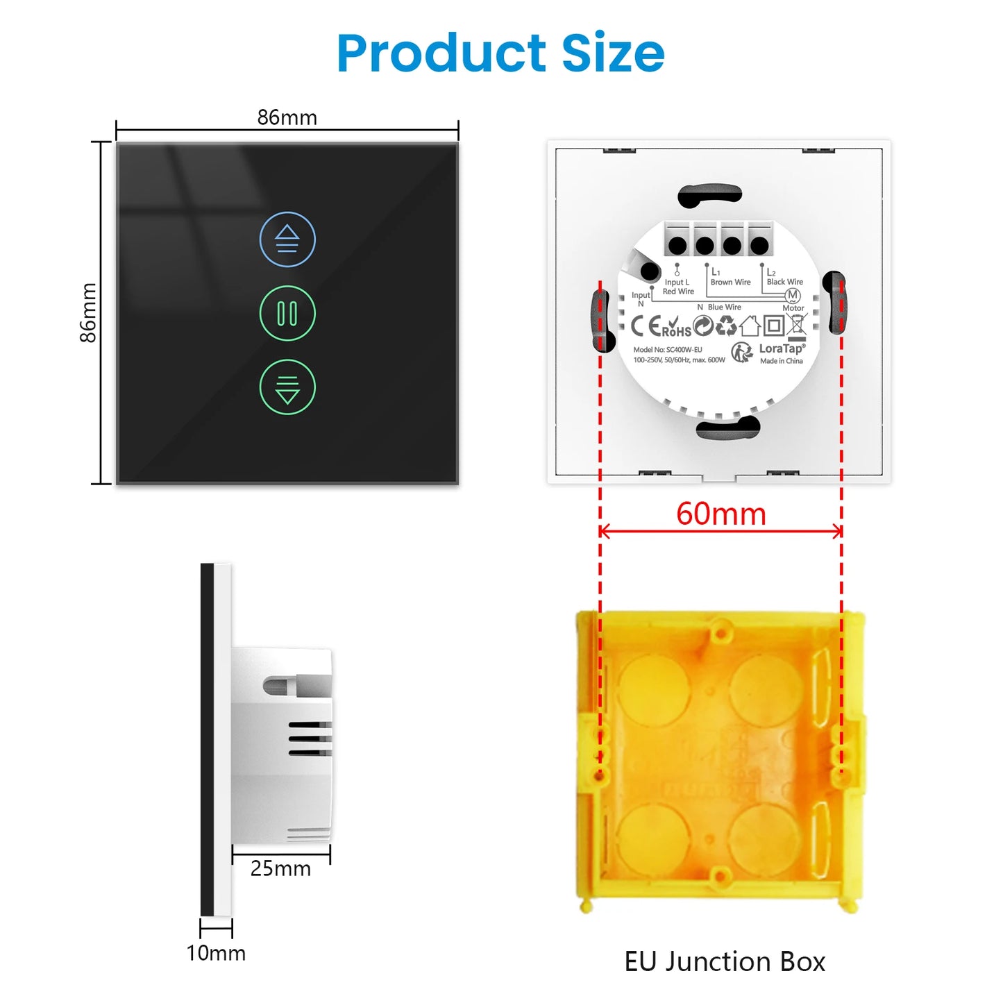 Tuya Black Curtain Roller Shutter Blinds Switch Smart Life App Percentage Progress Remote Control Google Assistant Alexa