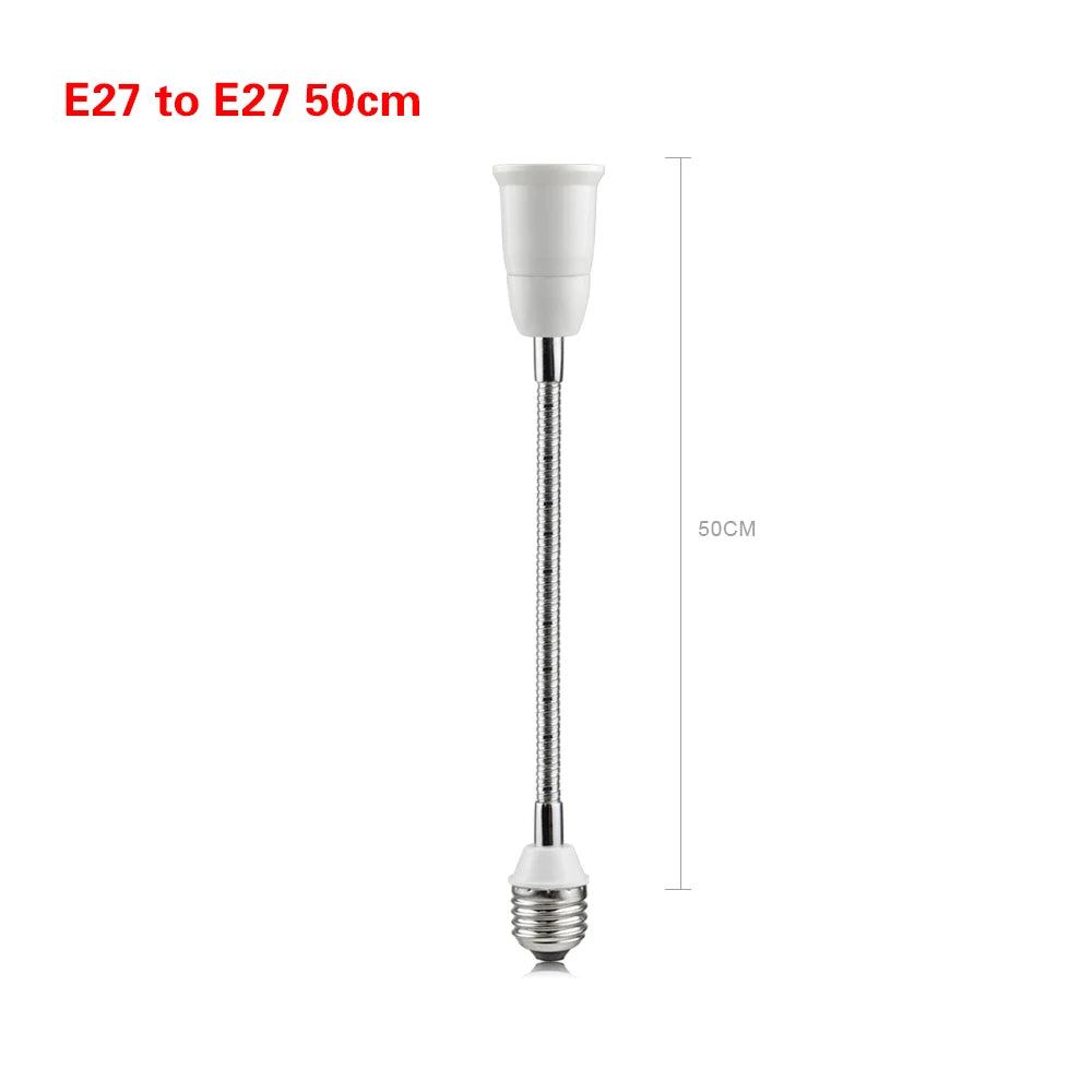 20CM 30CM 40CM 50CM 60CM Flexible E27 to E27 LED Bulb Extension Lamp Holder Light Socket 110V-220V LED Lamp Holder Converter