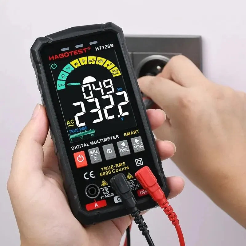 HABOTEST HT126 Digital Multimeter Auto Range DMM Voltmeter True RMS AC DC NCV 600V Voltage Meter 6000 Counts Smart Multitester