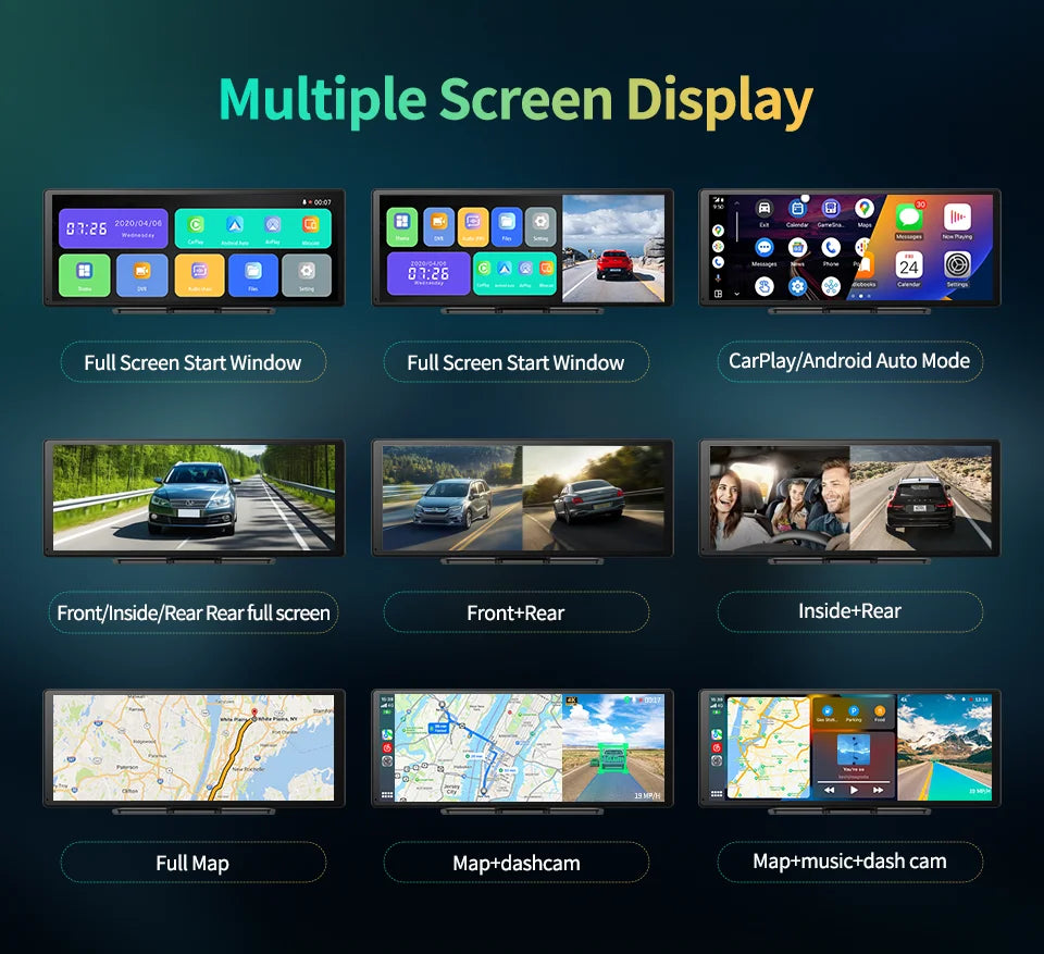 Imagebon 11.3″ 4K ADAS Rearview Mirror Camera Wireless CarPlay & Android Auto 3 Channel Recording Dash Cam GPS Navigation DVR