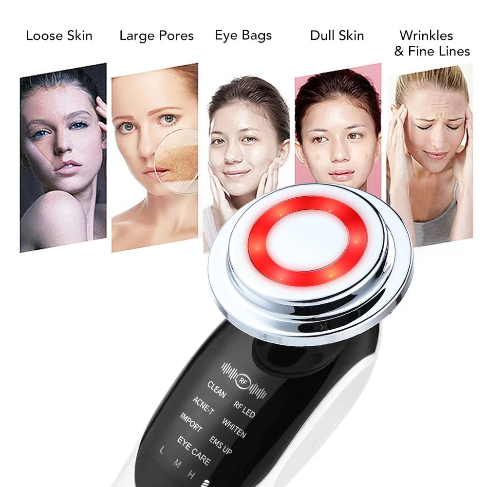 7 in 1 Face Lift Devices Microcurrent Skin Rejuvenation EMS RF Women Facial Massager Light Therapy Anti Aging Wrinkle Beauty