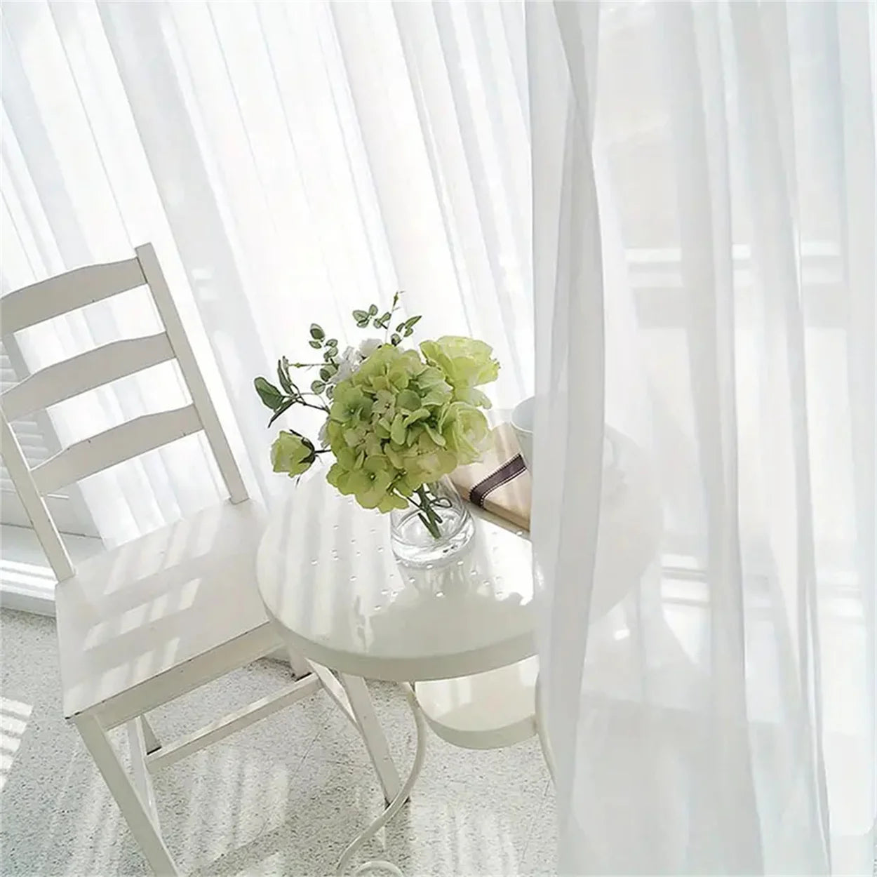 1PC Voile White Sheer Curtains For Living Room Bedroom Kitchen Coffee Rod Pocket Sheer Curtains for House Decor Room Decor