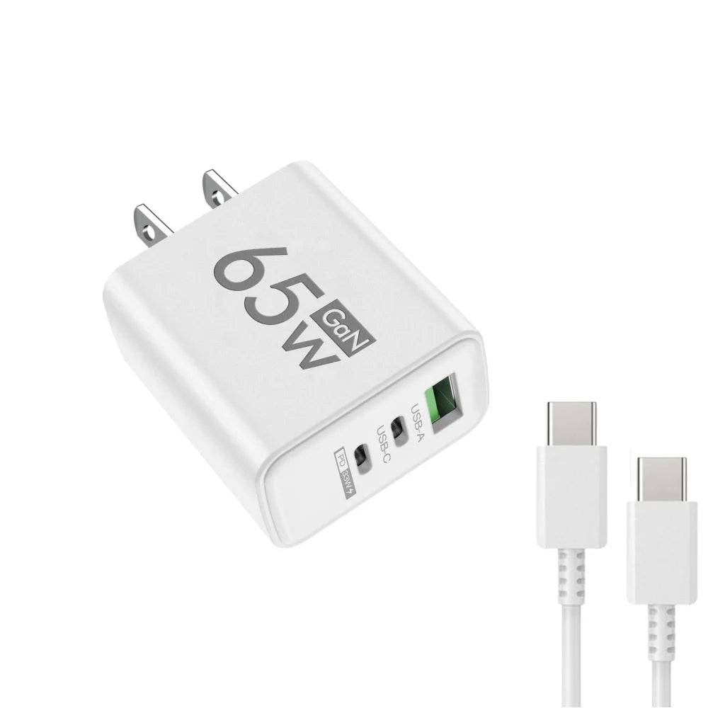 GaN 65W USB Charger Fast Charging Type C Mobile Phone Adapter For iPhone 16 15 14 Samsung Huawei Quick Charge 3.0 Wall Charger