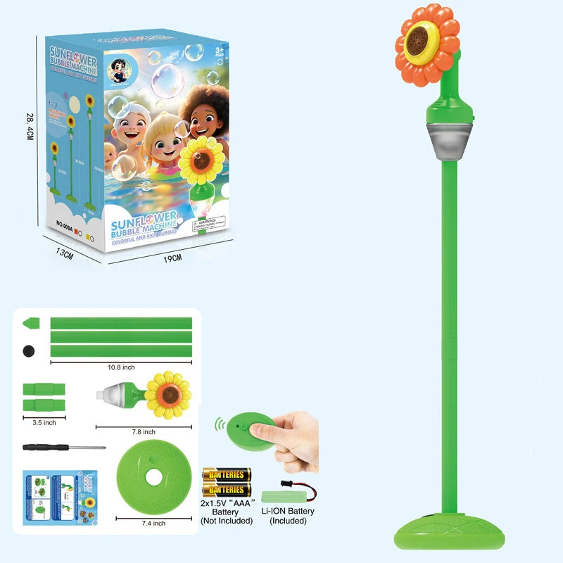 Sunflower Bubble Machine Toy Fully Automatic Lighting Music Back Garden Summer Outdoor Large Party Wedding Gift