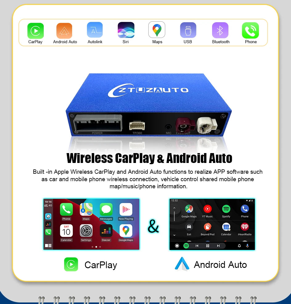 Wireless CarPlay Android Auto MMI Interface for Audi A4 B8 A5 Q5 2008-2016 with AirPlay Mirror Link Functions Reverse Camera