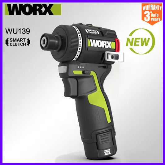 Worx WU139 Cordless Screwdriver Dual Speed 50Nm 12v 1800rpm 18+1 Brushless Motor Adjust Torque Univeral Green 12V Battery Pack