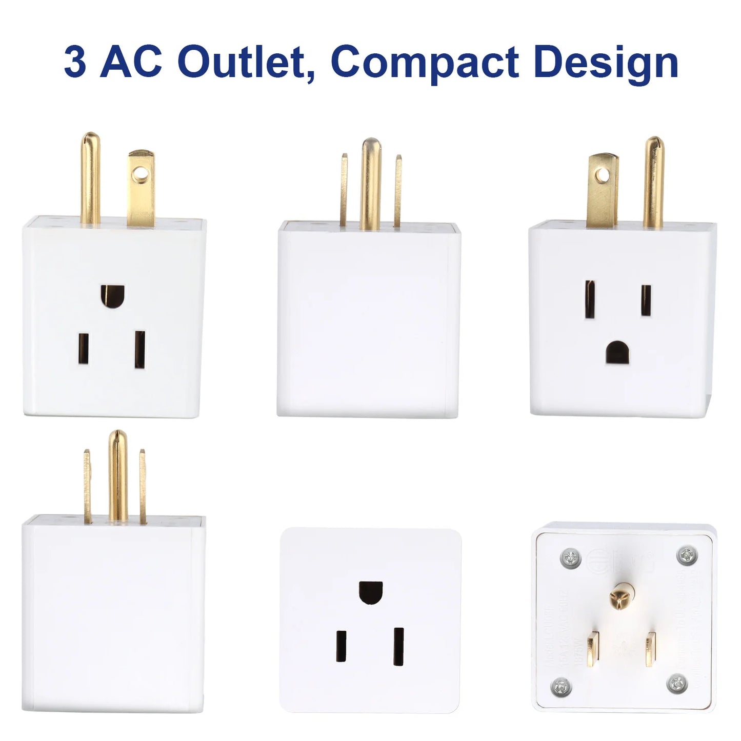 Multiple Plug Outlet Adapter, Multi Plug Outlet Extender, 3 Way Wall Outlet Expander, Small Electrical Outlet Splitter