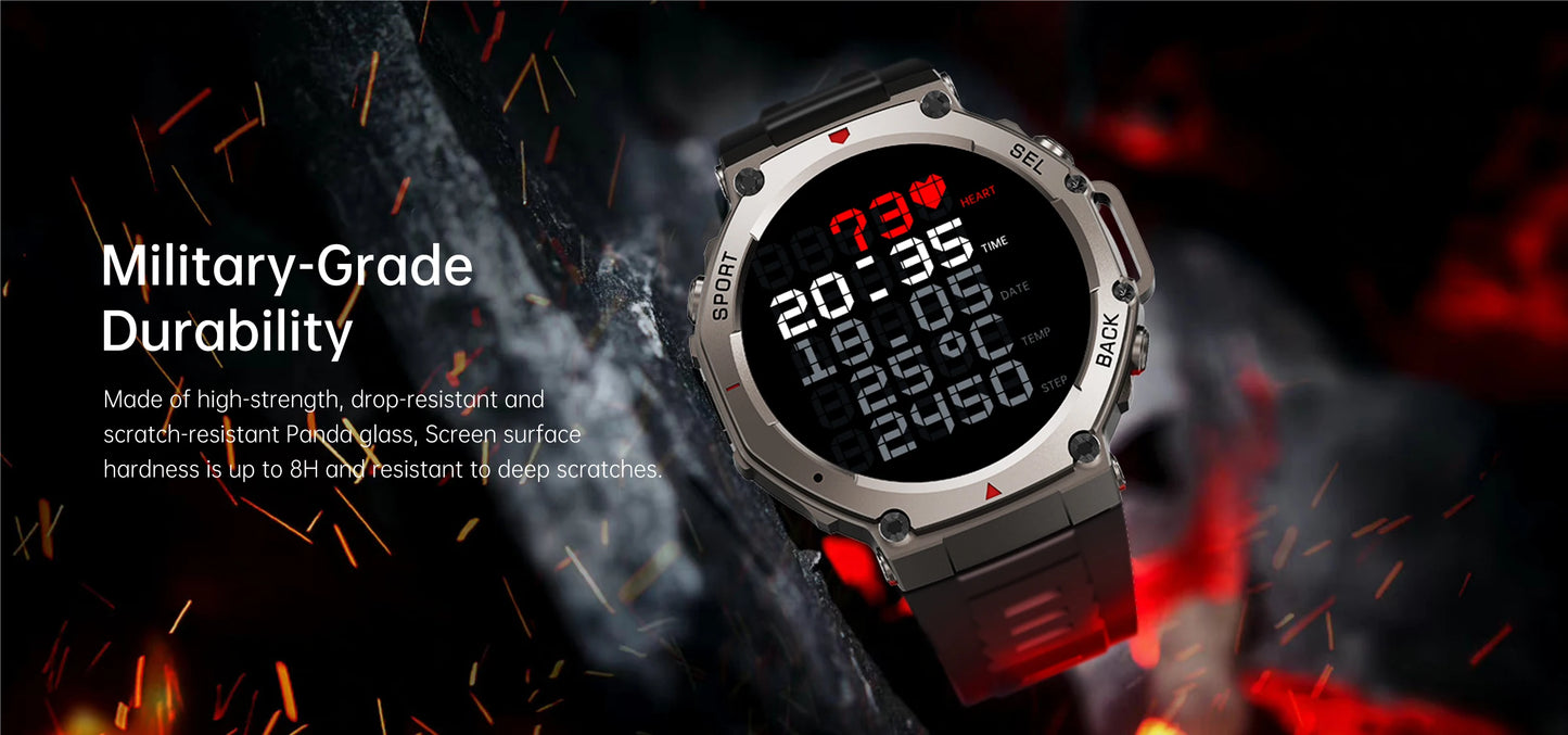2025 New Military Smart Watch Built-in GPS Compass Barometric Altimeter 5ATM Waterproof Sport Smartwatch Men Bluetooth Call