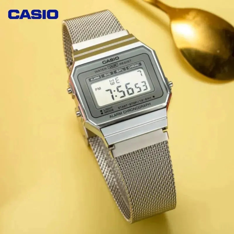 Casio Retro Digital Men's Watch Business Small Silver Gold Watch Series Small Square Watch Watch Multi-Functional Date Stopwatch