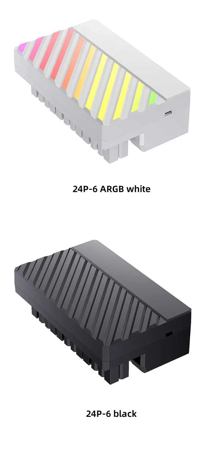 TEUCER ATX 24Pin ARGB Adapter, 90° RGB Power Cord Adapter for Computer Motherboard Power Supply