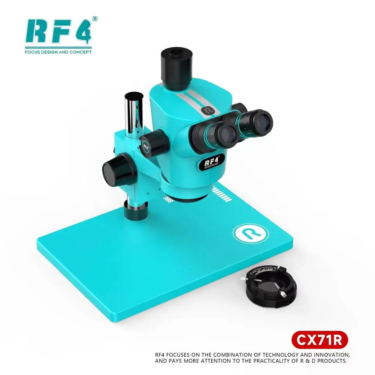 RF4 CX71R New Focus Trinocular Stereo Microscope 6.5x-65x 30°C Ergonomic Design 10X/23MM Eyepice for Phone Soldering PCB Repair