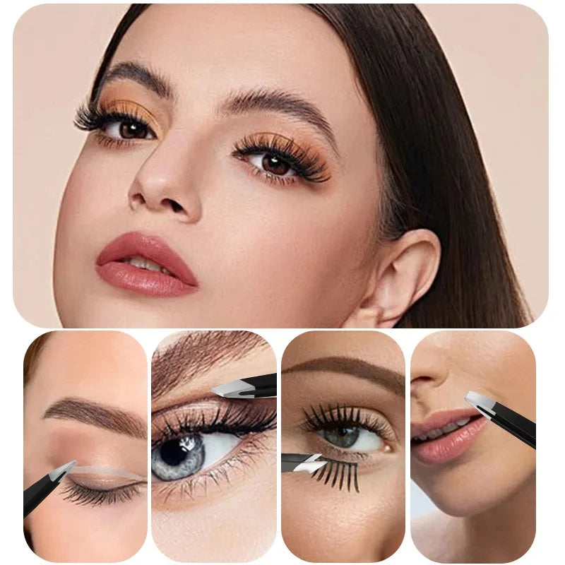 Eyebrow Tweezer Colorful Hair Beauty Fine Hairs Puller Stainless Steel Slanted Eye Brow Clips Removal Makeup Tools