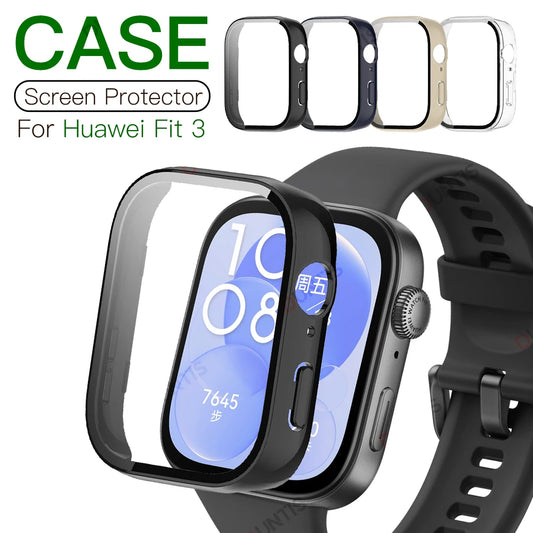 Case+Glass Screen Protector Cases for Huawei Watch Fit 3 All Around Anti-scratch Bumpers Cover for Huawei Fit 3 Accessories