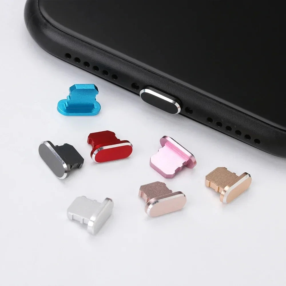 1pc Colorful Metal Anti Dust Charger Dock Plug Stopper Cap Cover Charging Port  for iPhone 14 13 12  11/Xs/R/8/7 SE Metal Plug