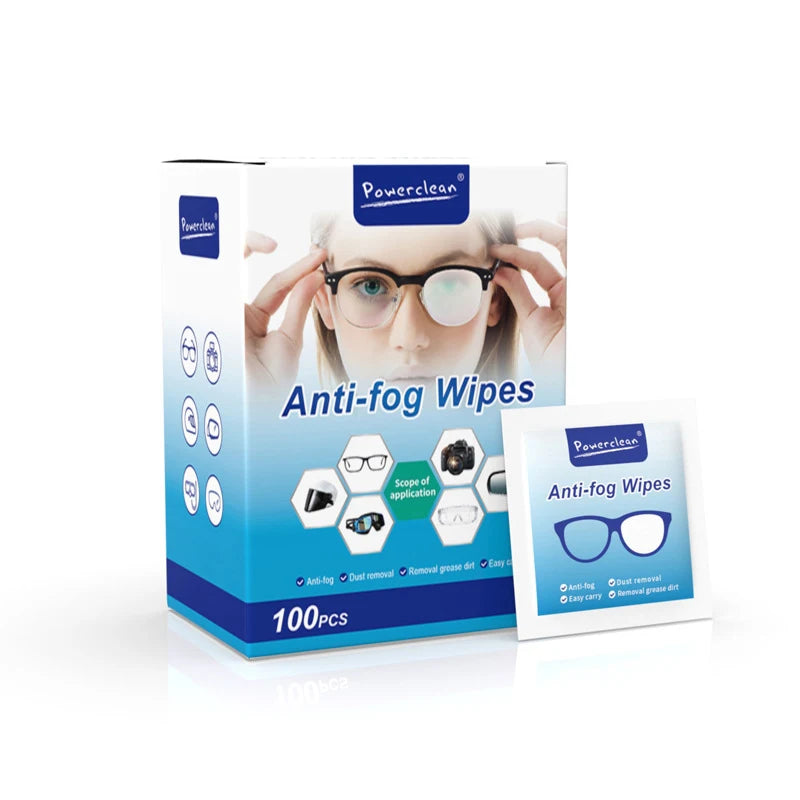 100Pcs/Box Glasses Cleaner Wet Wipe Disposable Anti Fog Misting Dust Remover Cleaning Lens Wipes Sunglasses Phone Screen
