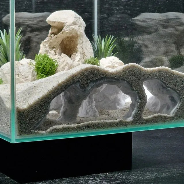 Fish Tank Underground Cave for Fish Shrimp Reptile Shelter Hiding Houses, Landscaping Ornaments 3D Printing Aqaurium Decorations