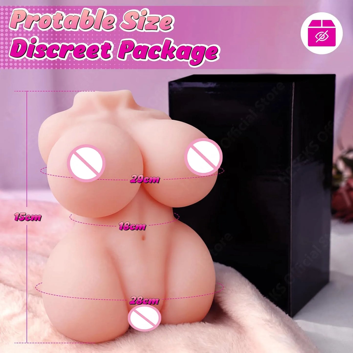 HESEKS Portable Sex Doll Male Masturbators Lifelike Pocket Pussy Love Dolls for Men with 3D Realistic Vagina Boobs Sex Toys 18+