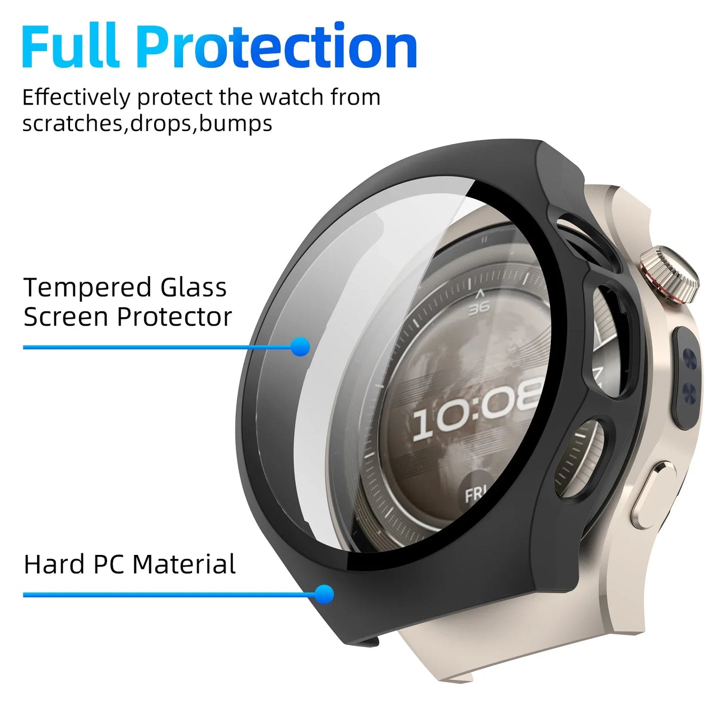 Glass+Case for Huawei Watch 5 42mm 46mm Tempered Glass Screen Protector & PC Protective Bumper for Huawei Watch5 Accessories