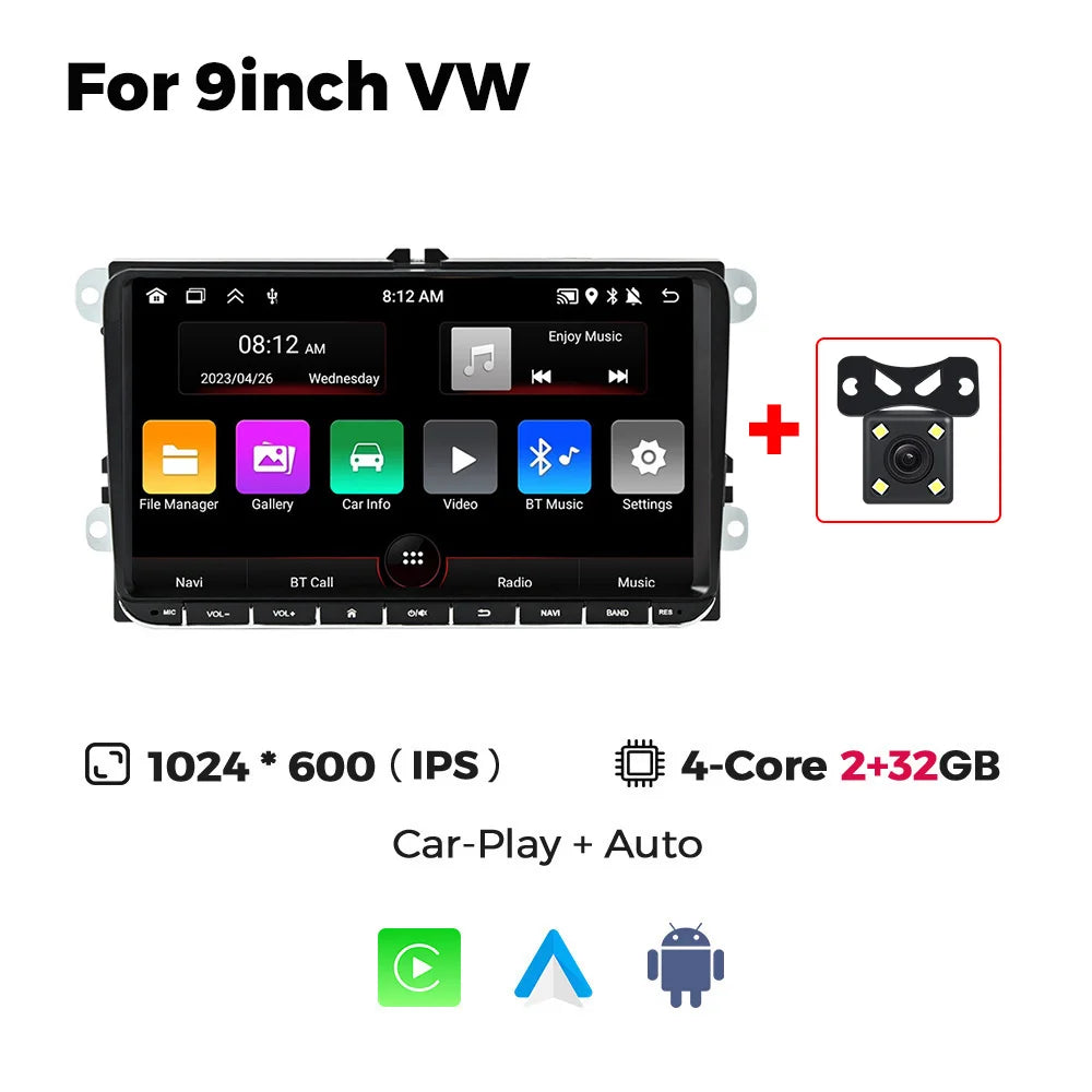 7/8/9" Android13 BT GPS Car Multimedia Radio for Volkswagen VW Golf 5 6 Polo Passat B6 B7 CC Skoda Jetta Tiguan Touran GOLF POLO