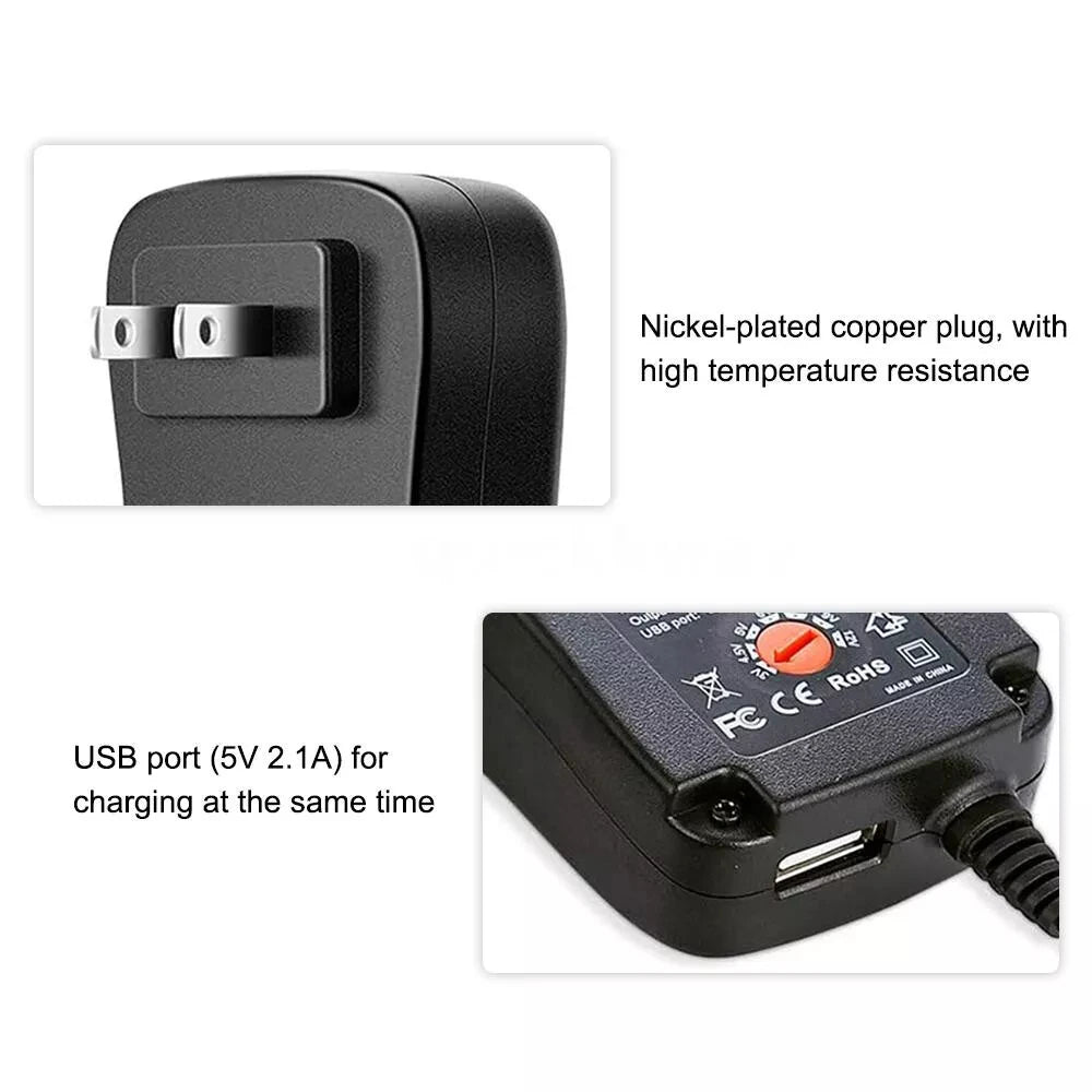 Power Adapter Universal Adjustable Voltage Power Supply AC/DC Adapter EU/US/AU /UK  Plug Charger 8Tip 30W