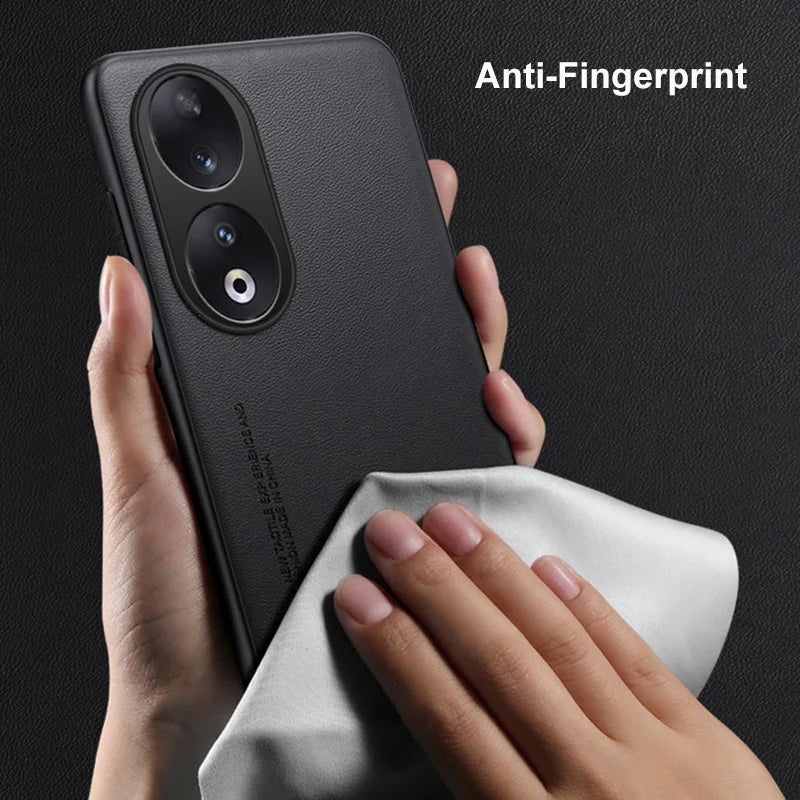 Luxury PU Leather Case For Honor 90 Back Cover Matte Silicone Shockproof Full Protection Phone Case For Honor 90 Honor90 Coque