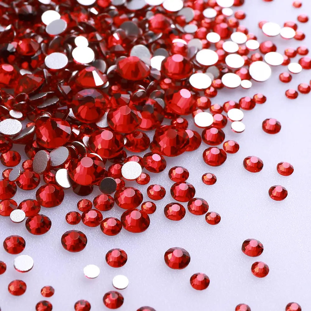 QIIY 1440Pcs Mix Size SS3-SS20 Clear Crystal FlatBack Rhinestones Non-Hotfix Glass Decorations DIY Glitter Stones 3D Nail Art