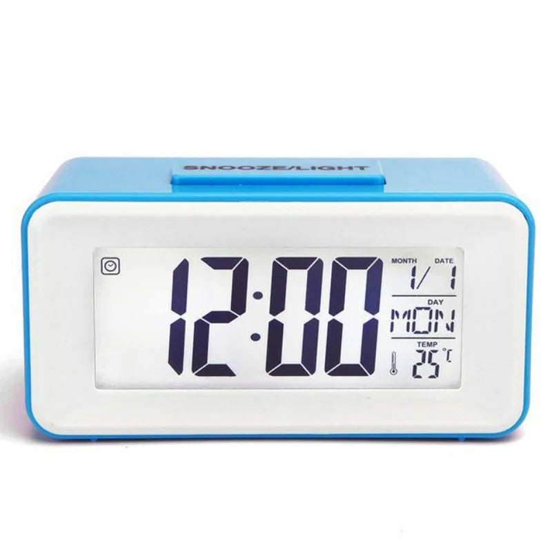 Desk Digital Clock Sound Control Backlight 12/24 H Snooze 8 Alarm Ringtones for Bedrooms kids simple electronic clock