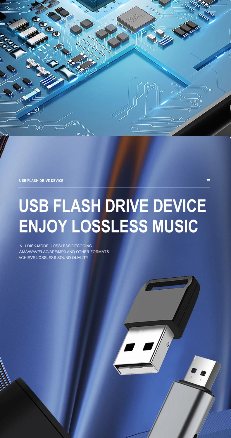 Bluetooth5.3 Wireless Adapter USB/RCA/3.5mmAUX Audio Receiver NFC Connection With Remote Control For Car Kit Speakers Headset