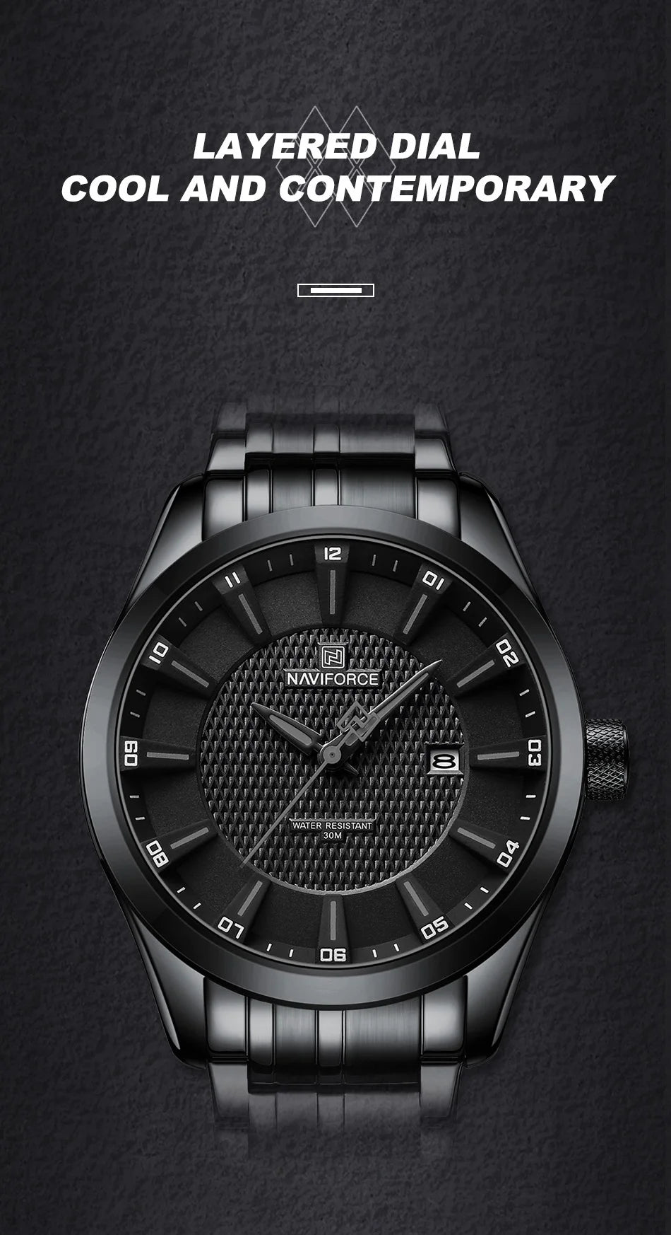 Top Brand NAVIFORCE Men's Watch Waterproof Quartz Business Casual Wristwaches Stainless Steel Strap Date Clock Relogio Masculino