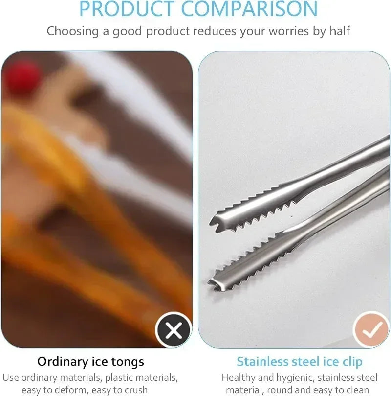 Stainless Steel Ice Tongs Bread Cake Clamps Salad Coffee Sugar Cubes Clips for Restaurant Bar Party Serving Tongs Kitchen Tools