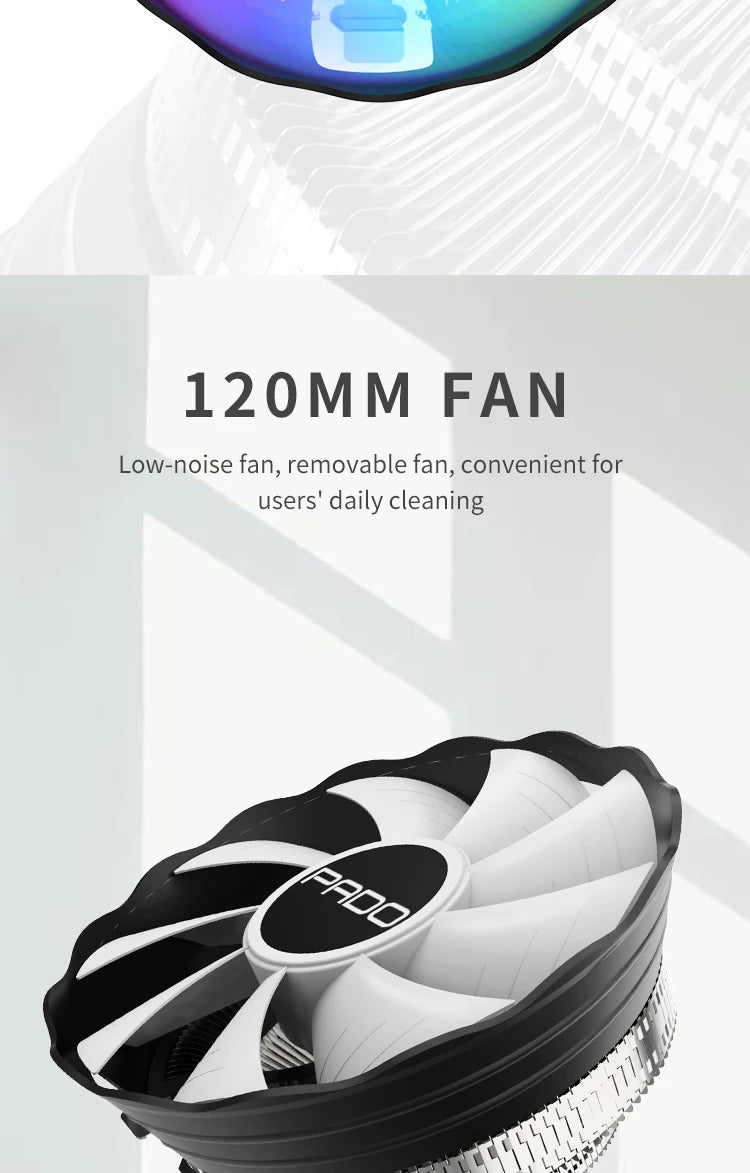 Aigo S3 CPU Cooling Processor Air Cooler Fan RGB PWM Hielera Intel LGA 1155 1700 1200 1151 AMD AM3 AM4 PC Gamer Led Fan 120mm